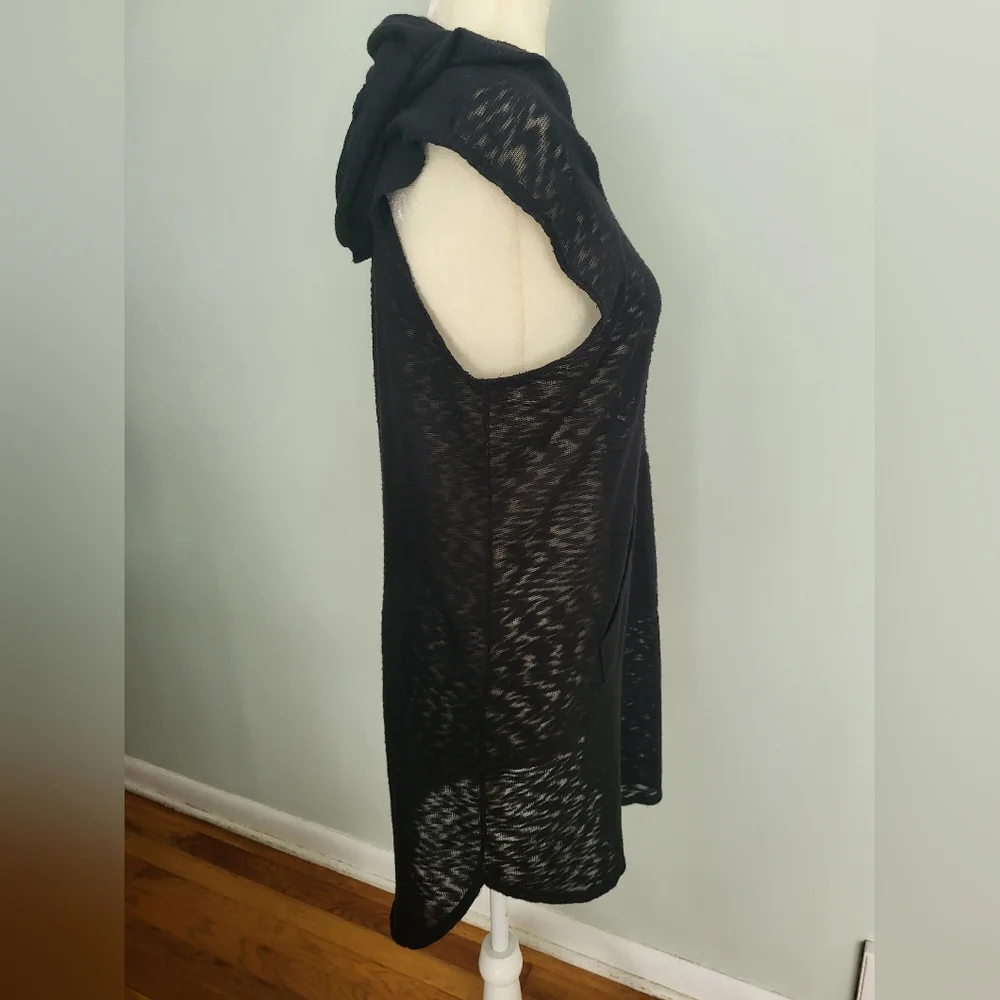 Merona Women Large Swim Suit Beach  Cover Up‎ Hooded Large Black